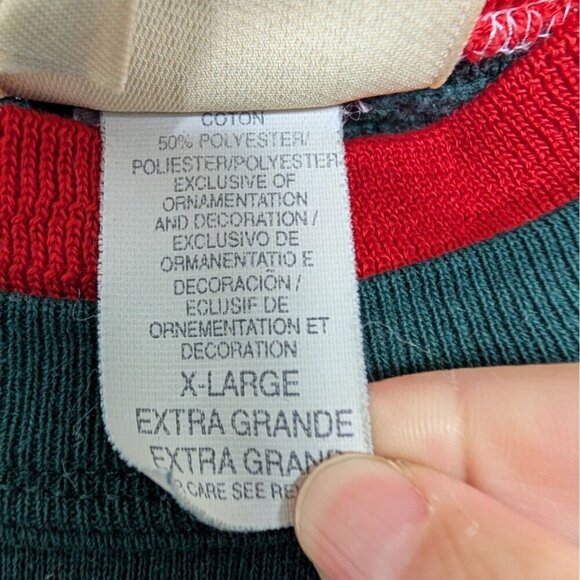 Vintage Cardinal Sweatshirt Womens Size XL Green Red Winter Granny USA Made - Picture 7 of 11